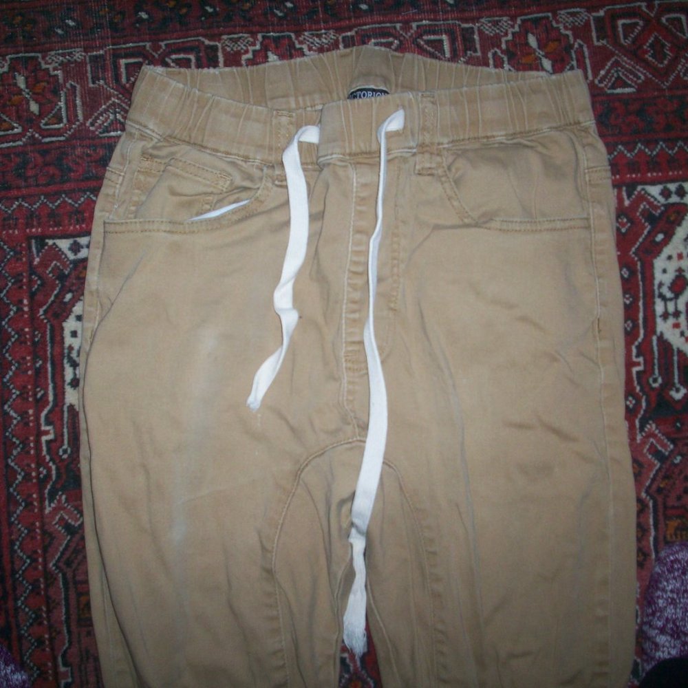 Men's Casual Twill Stretch Jogger Pants Elastic Draw String 28/28 by Victorious